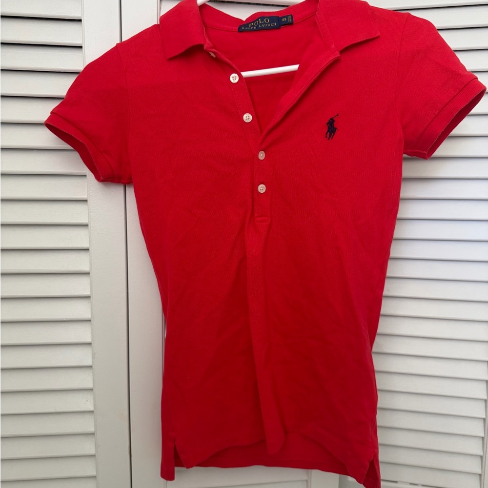 Ralph Lauren Red Short Sleeve Polo Shirt with Embroidered Logo